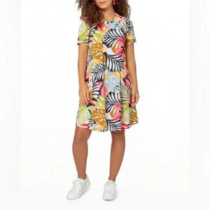 Leota Maci Print Jersey Dress in Ppbm Paradise Pop Black Multi Size Small S NWT